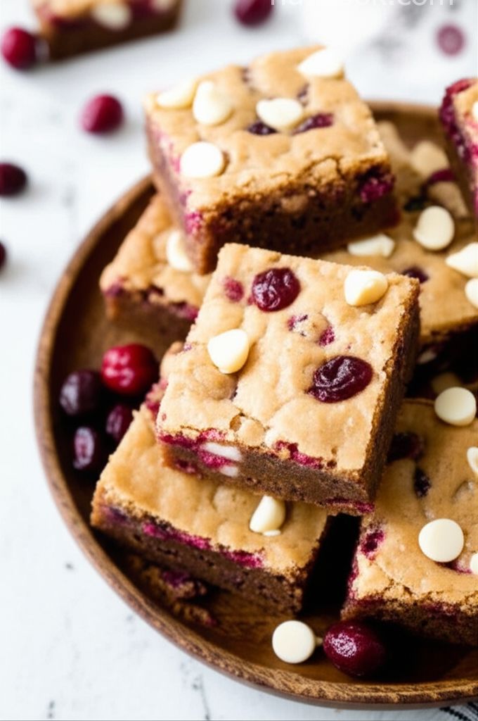Blonde Brownies with White Chocolate and Cranberries