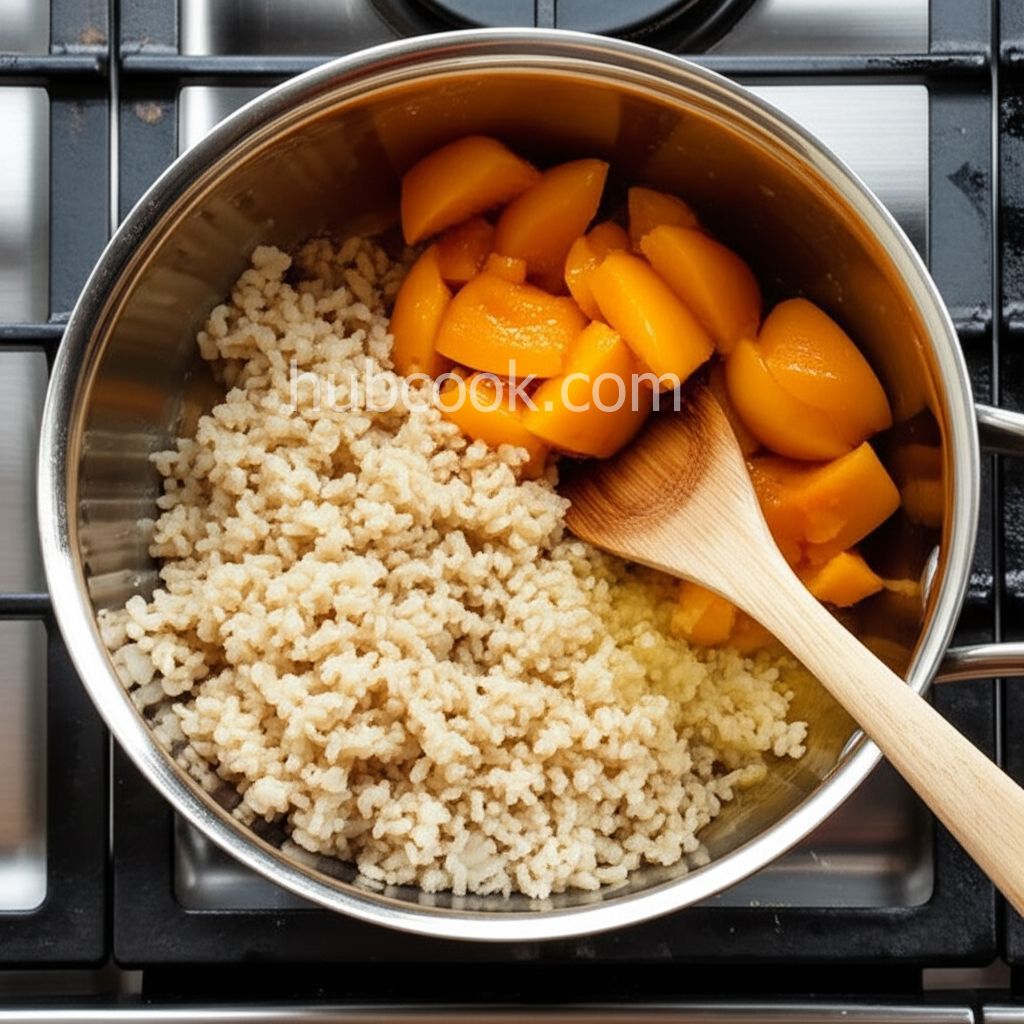 Brown Rice Pudding with Peaches