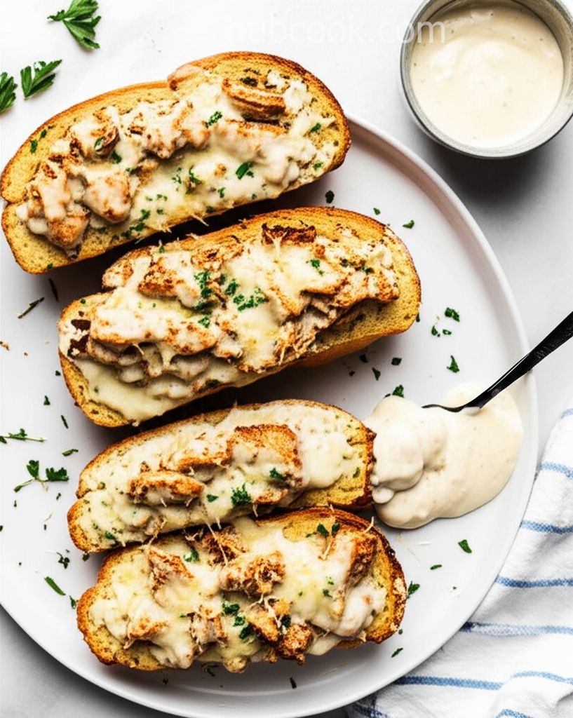 Chicken Alfredo Garlic Bread