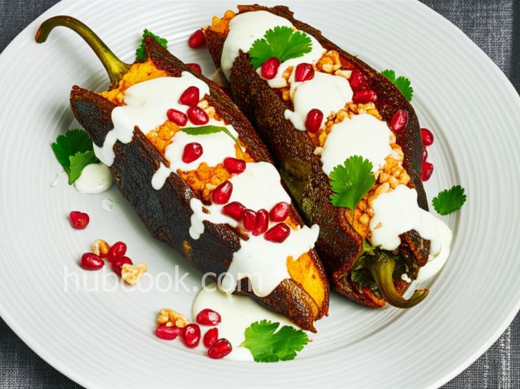 Squash Blossom Chile Relleno with Walnut Cream Sauce