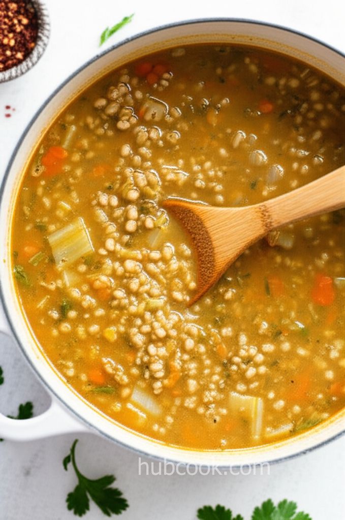 Coriander, Barley, Leek Soup