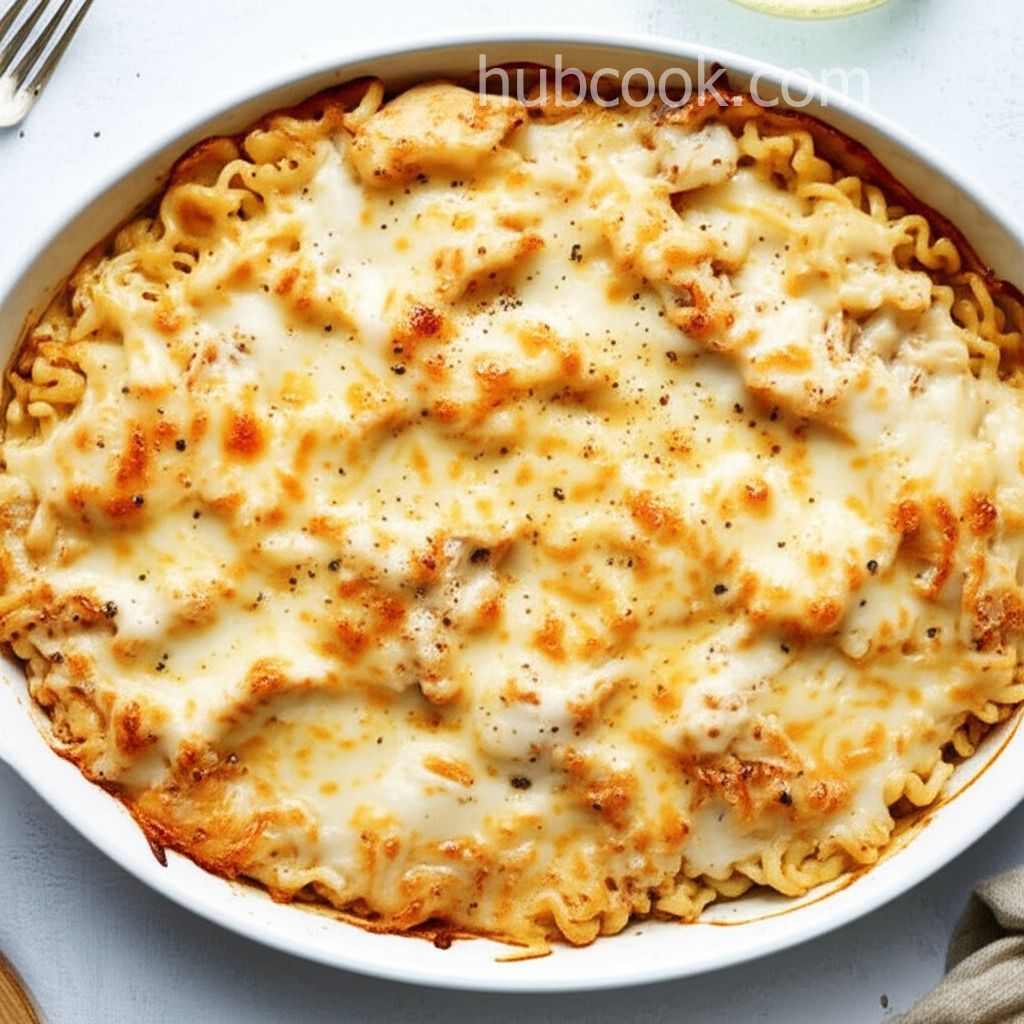Easy One Pan Ramen Chicken Alfredo