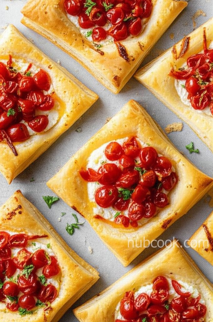 Puff Pastry Squares with Boursin and Tomatoes