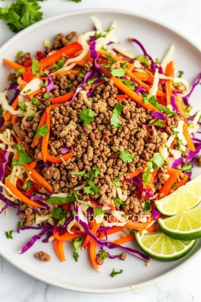 Sesame Ginger Ground Beef Slaw