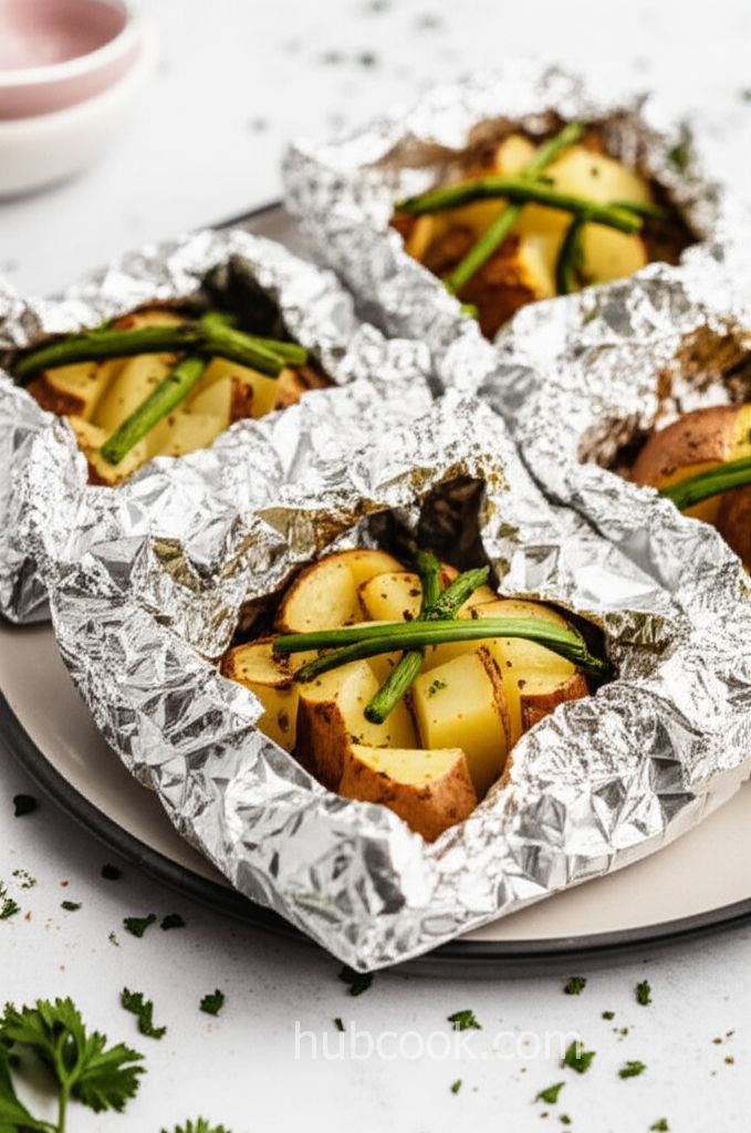 Barbequed Potato and Garlic Scape Packets