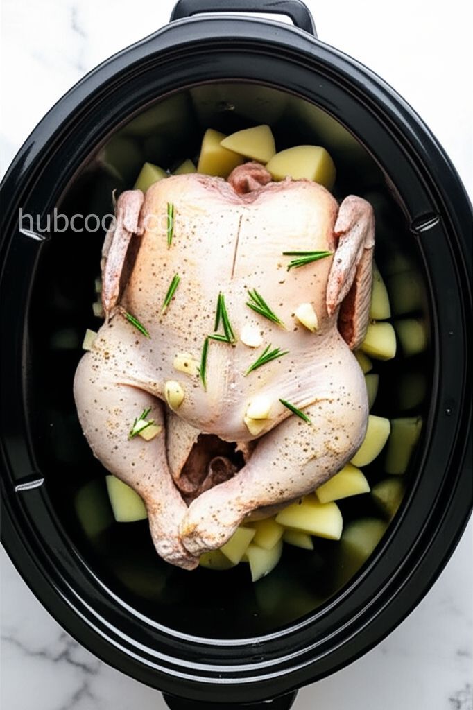 Garlic-Rosemary Slow Cooker Whole Chicken