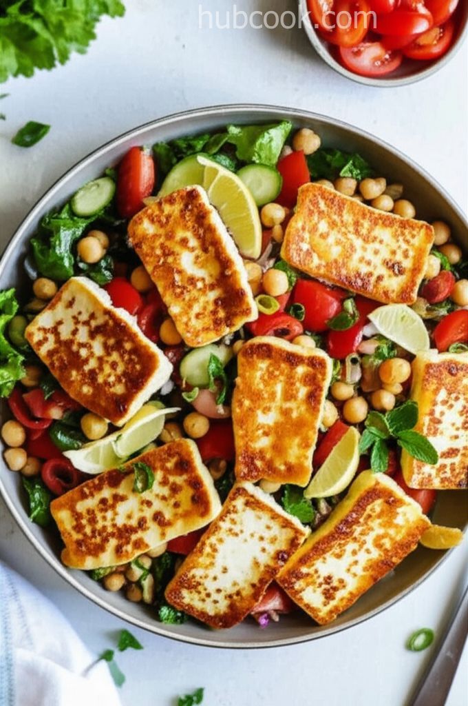 Halloumi, Chickpea, and Tomato Salad with Mint