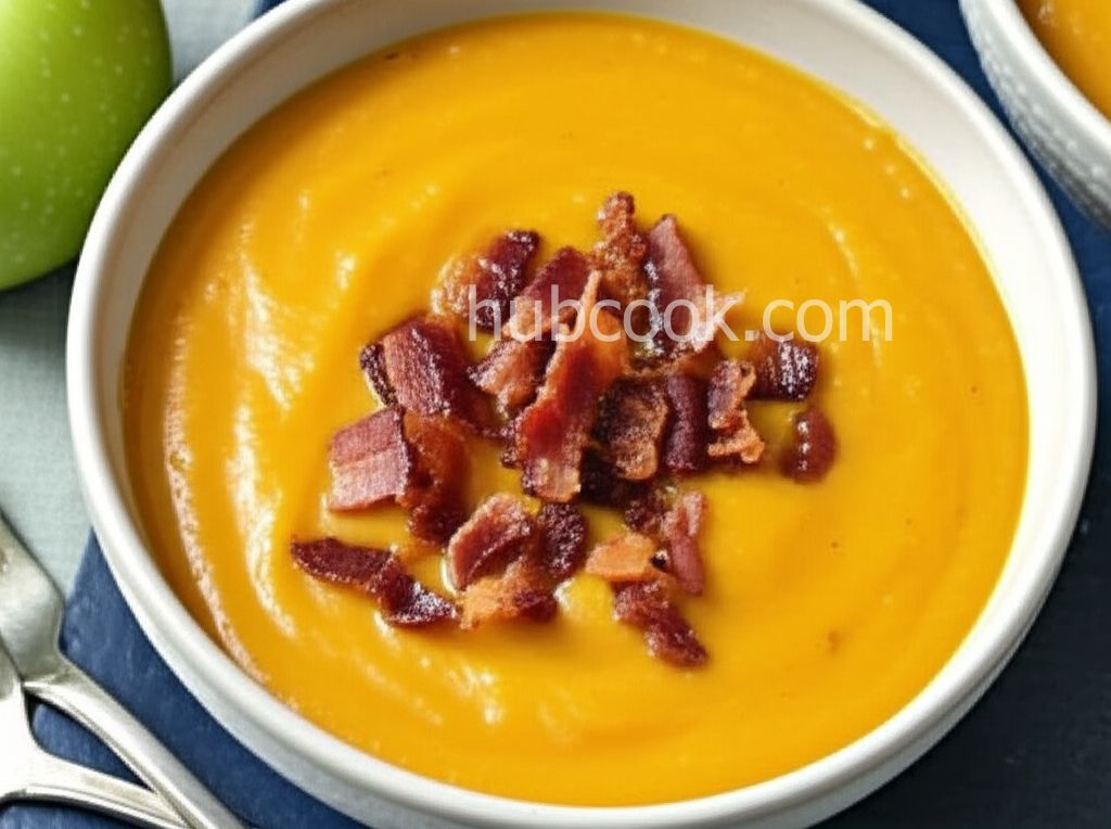 Roasted Butternut Squash and Sweet Potato Bisque with Smoked Applewood Bacon