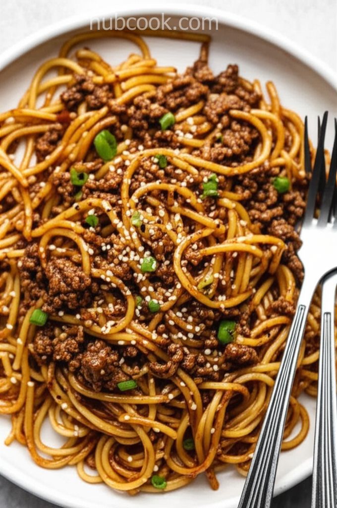 Mongolian Ground Beef Noodles