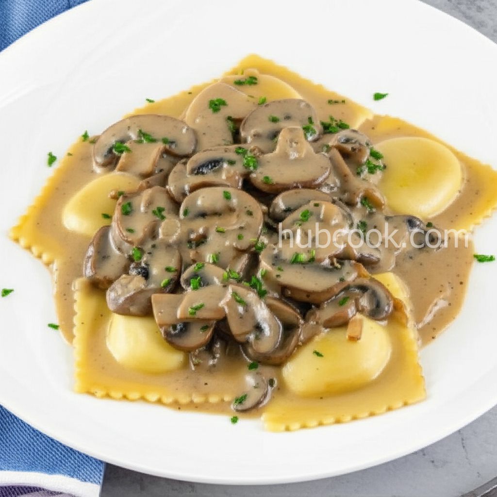 Mushroom Ravioli in a Creamy Marsala Wine Sauce