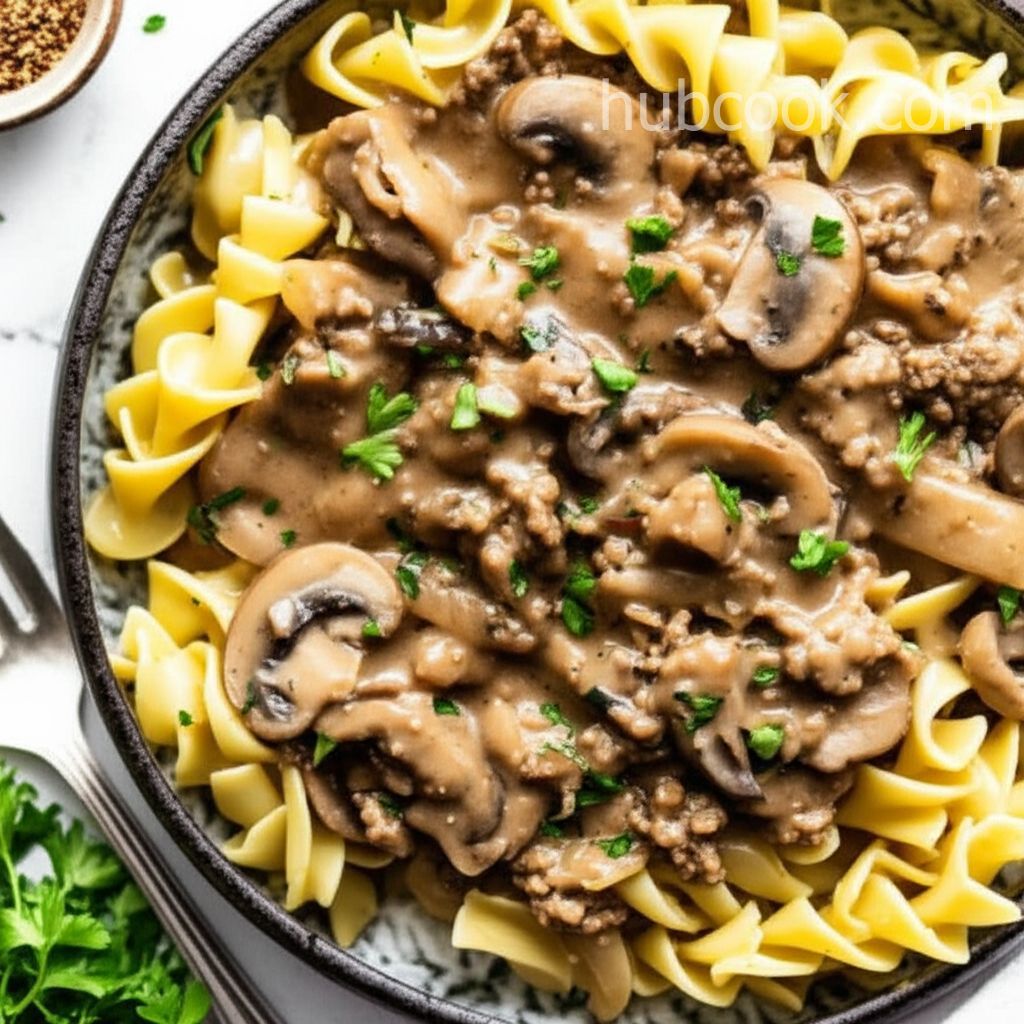 Slow Cooker Ground Beef Stroganoff