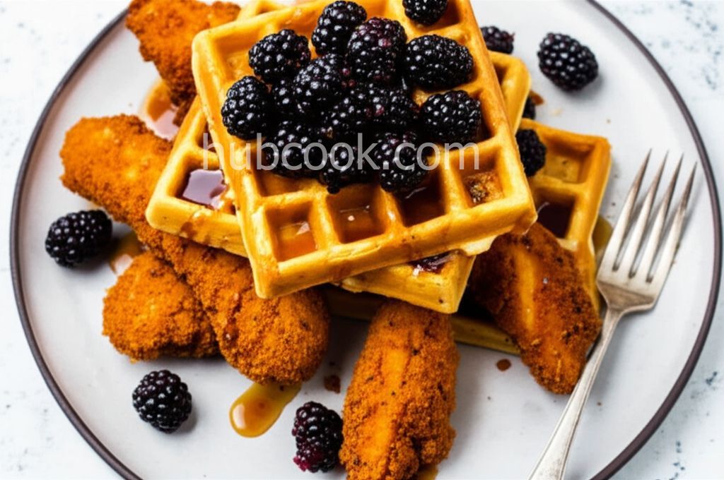 Spicy Gluten-Free Chicken and Cheddar Waffles with Blackberry-Maple Syrup