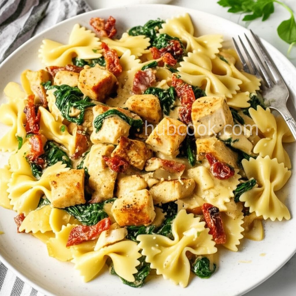Mascarpone Pasta with Chicken, Bacon and Spinach