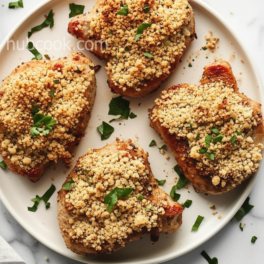 Pan-Seared Marinated Pork Cutlets with a Parmesan-Garlic Crust