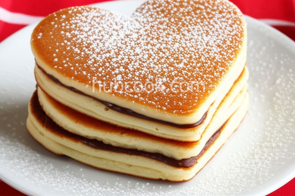 Heart-Shaped Pancakes with Chocolate