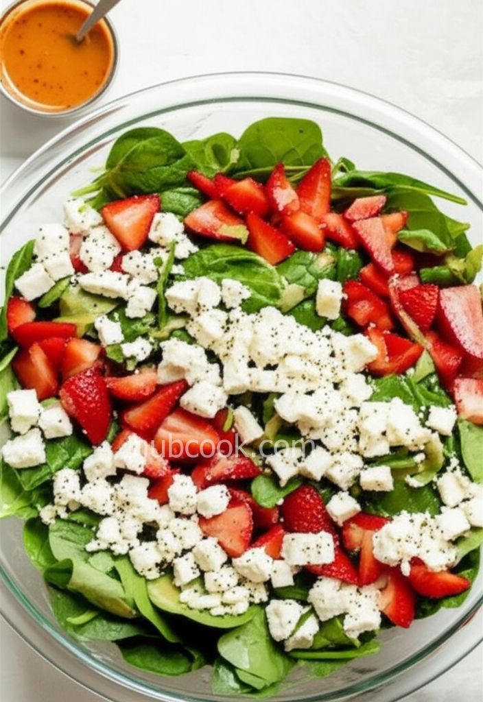 Spinach and Strawberry Salad with Feta Cheese