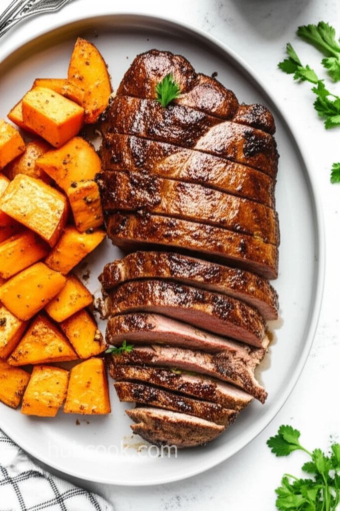 Air Fryer Pork Tenderloin with Sweet Potatoes